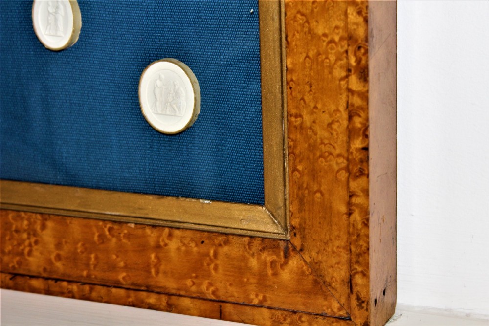 Set of 17 Framed plaster Intaglios Coiled in gold Paper View VIII