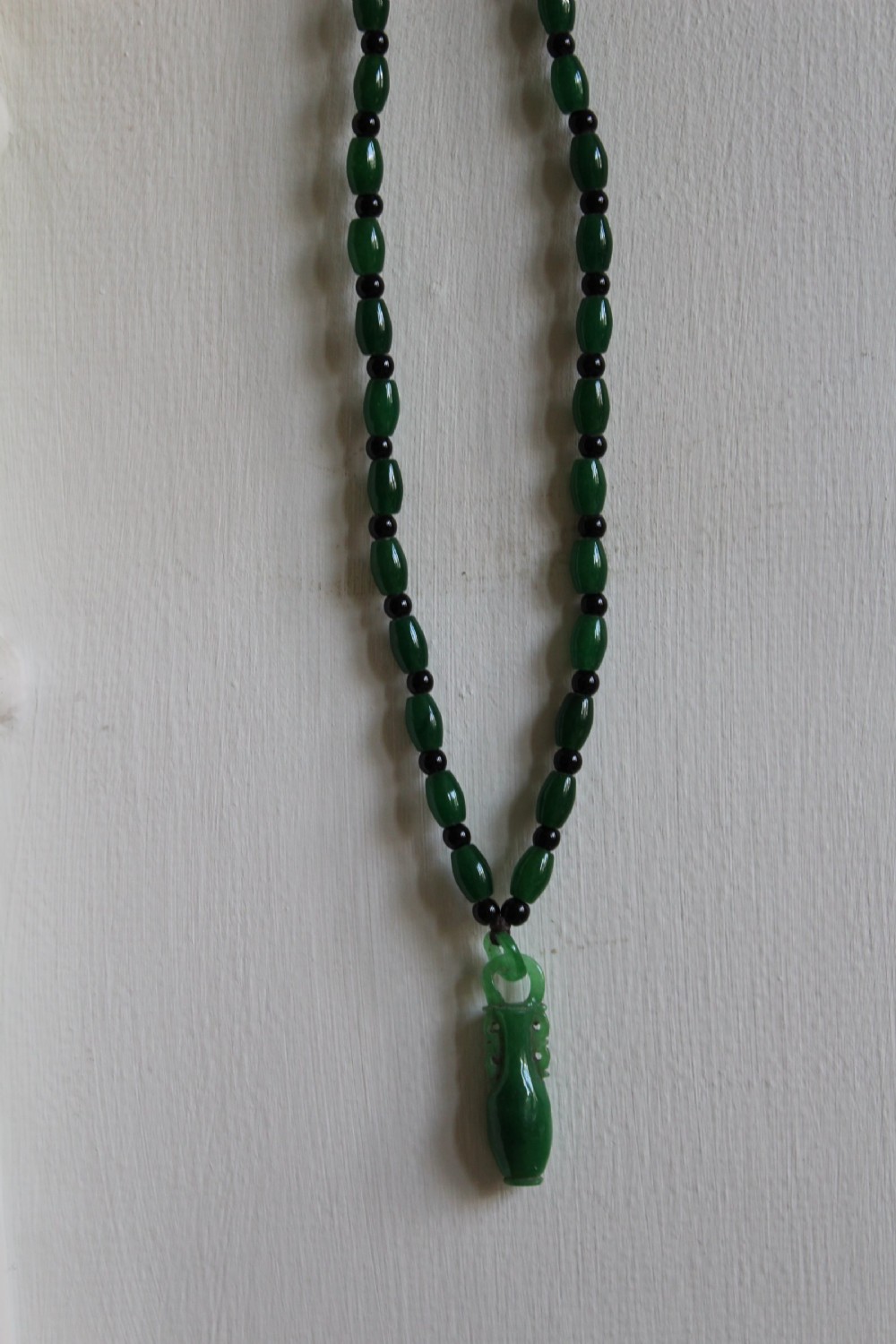 A Spinach Green Jade Necklace and Pendant  View V