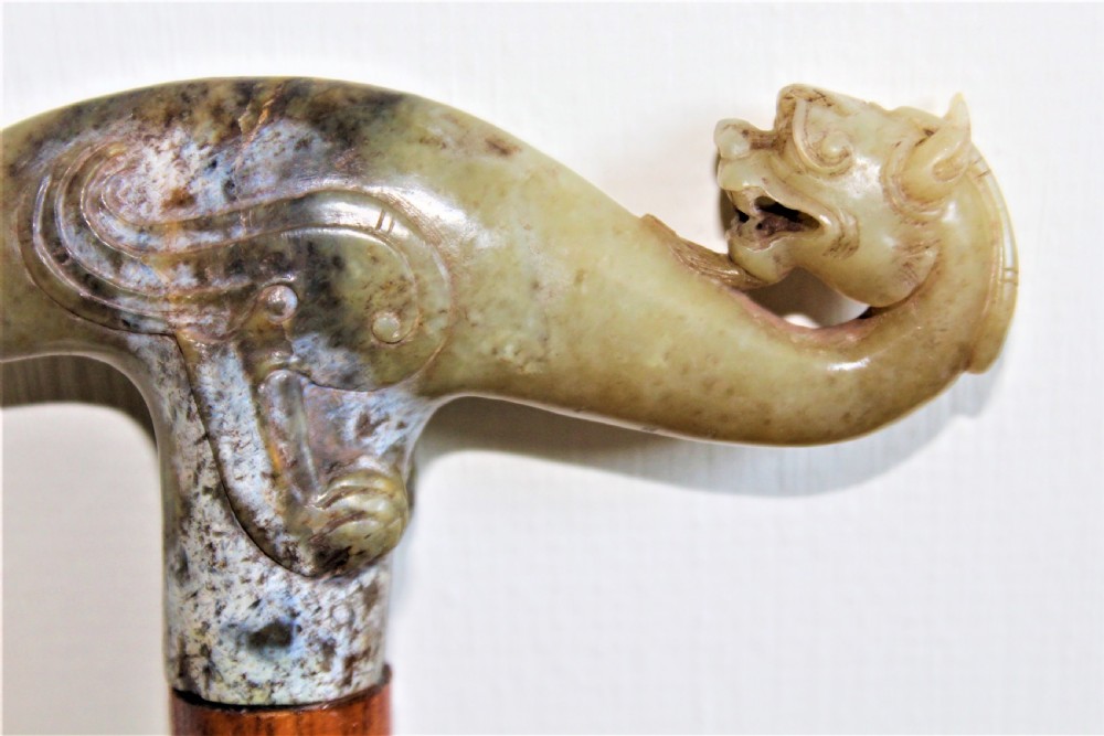 Chinese Jade handled Walking Stick 19th Century View IV