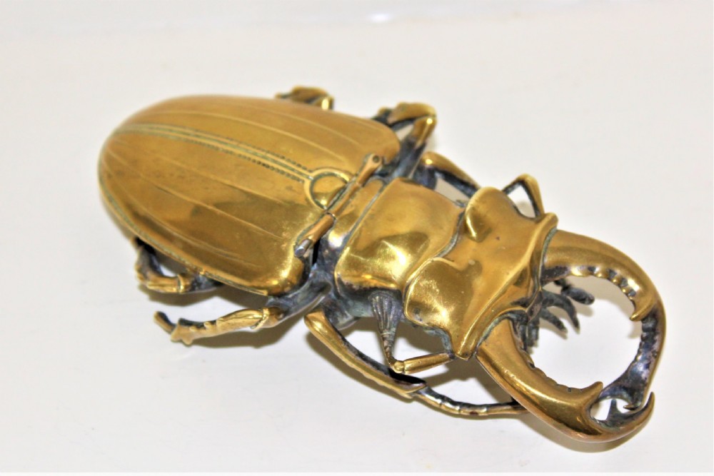 Heavy Cast and Well Formed Polished Bronze Stag Beetle Container Possibly Japanese Circa 1880 View II