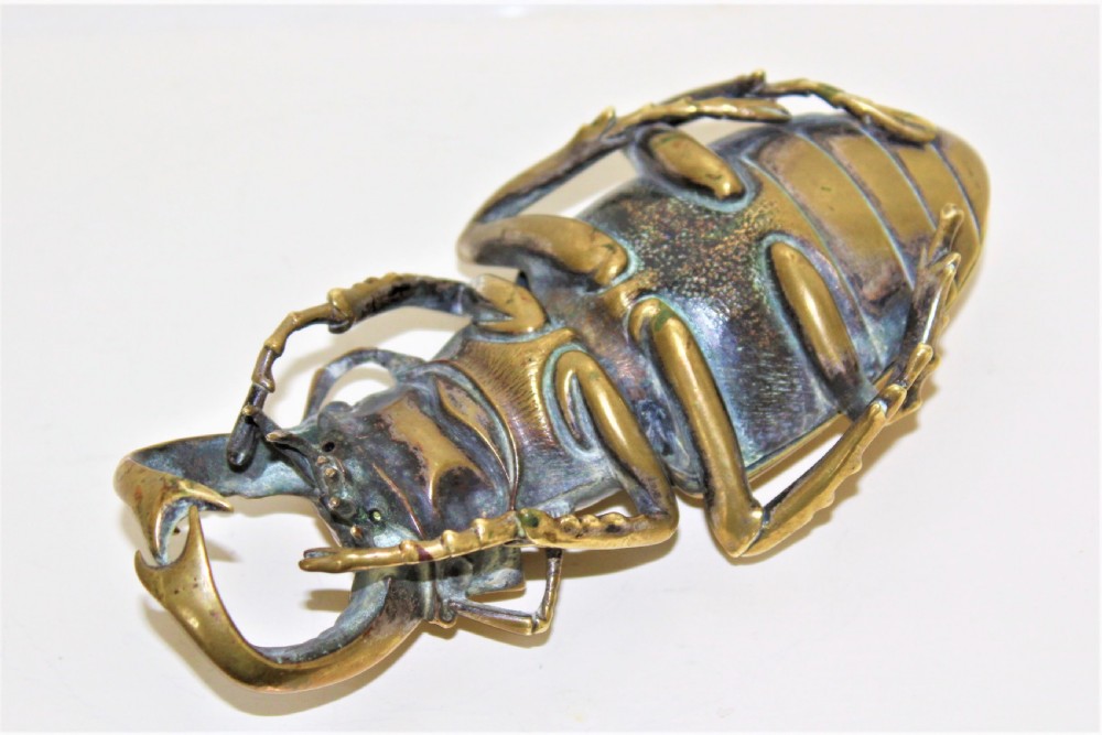 Heavy Cast and Well Formed Polished Bronze Stag Beetle Container Possibly Japanese Circa 1880 View IV