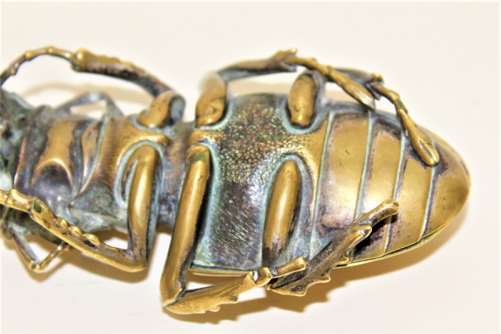Heavy Cast and Well Formed Polished Bronze Stag Beetle Container Possibly Japanese Circa 1880 View VI