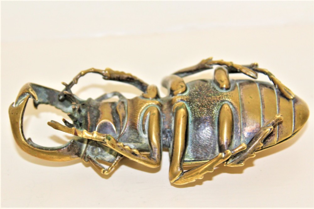 Heavy Cast and Well Formed Polished Bronze Stag Beetle Container Possibly Japanese Circa 1880 View VII