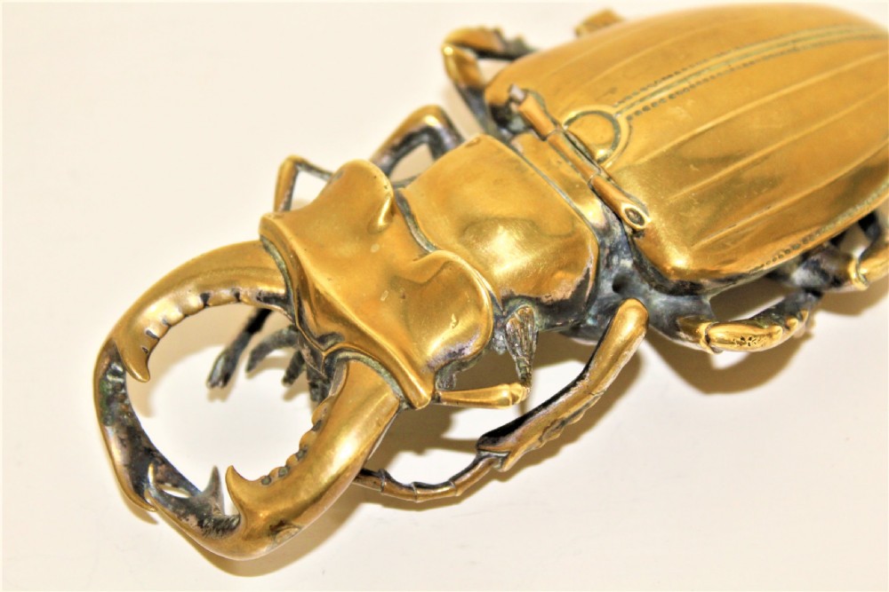 Heavy Cast and Well Formed Polished Bronze Stag Beetle Container Possibly Japanese Circa 1880 View VIII