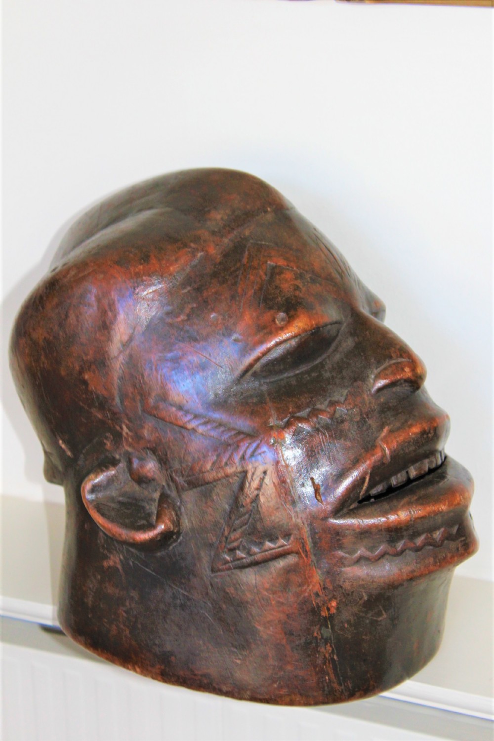 A large well carved  African Tribal head mask