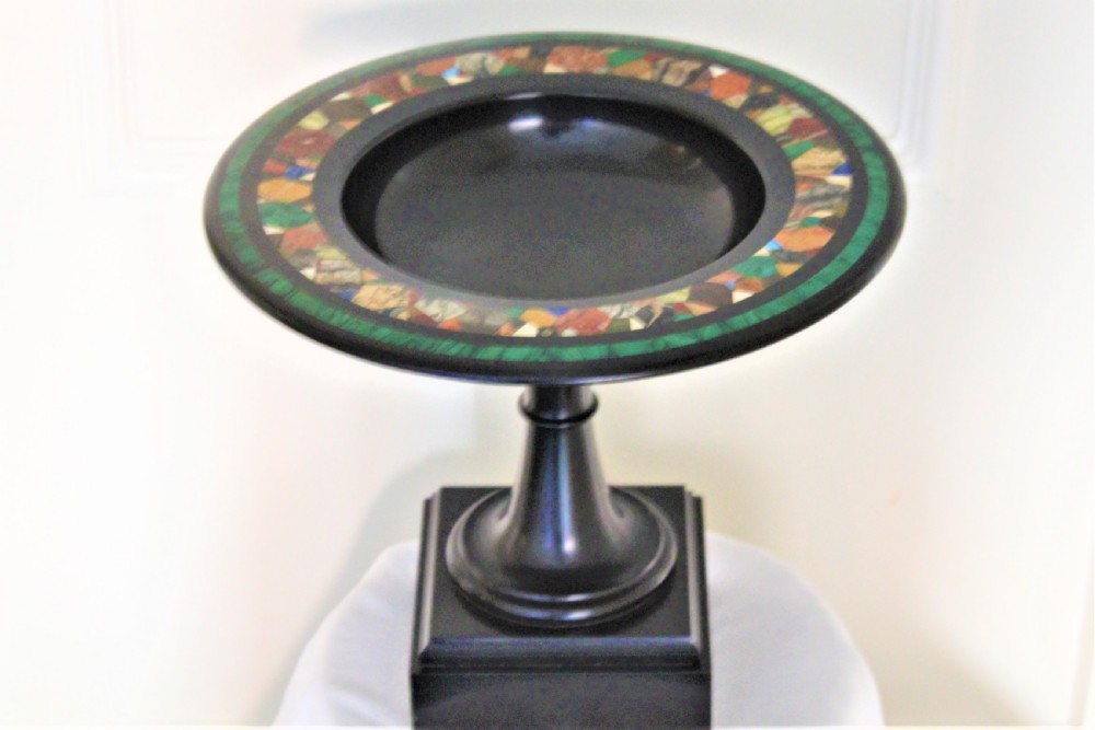 Italian Grand Tour large black marble specimen tazza  View V