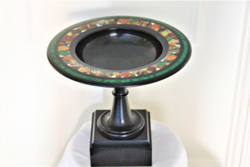Italian Grand Tour large black marble specimen tazza 
