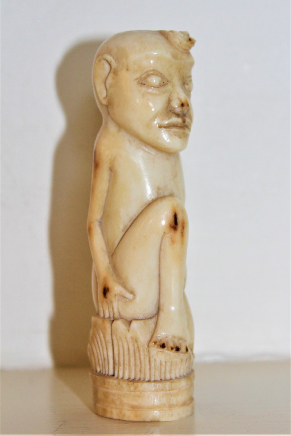 A bone carving of a Moai by the Rapa Nui people of Easter Island in Eastern Polynesia Circa 1890 to 1920