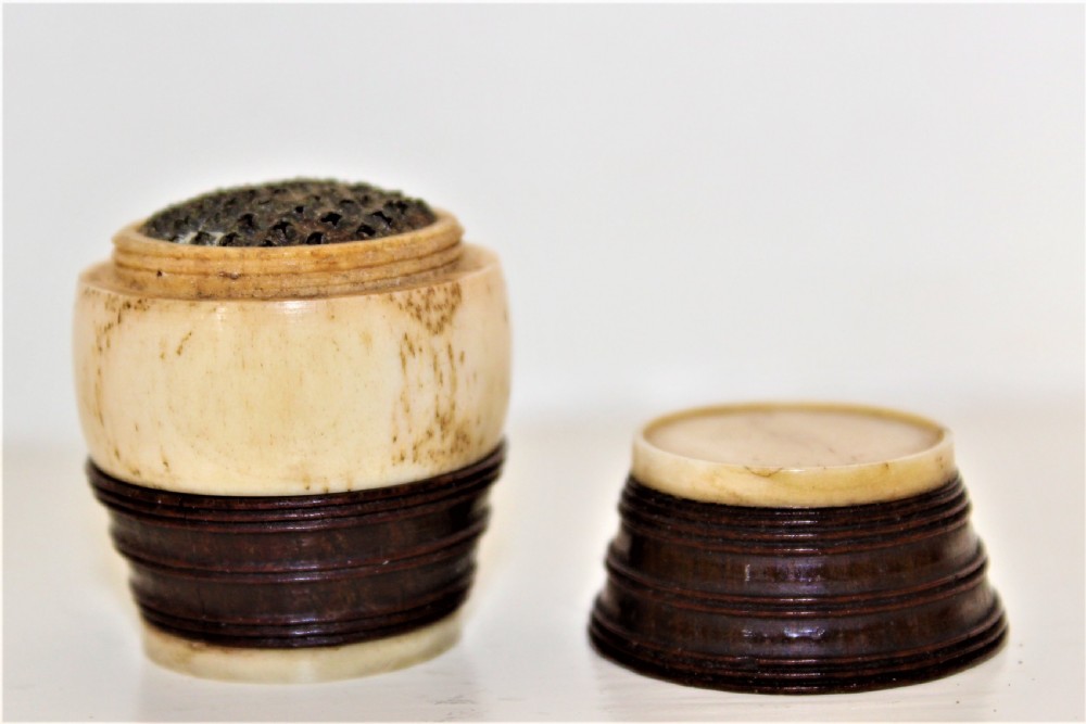 A waistcoat pocket small Georgian bone and wood nutmeg grater English Circa 1820 View III