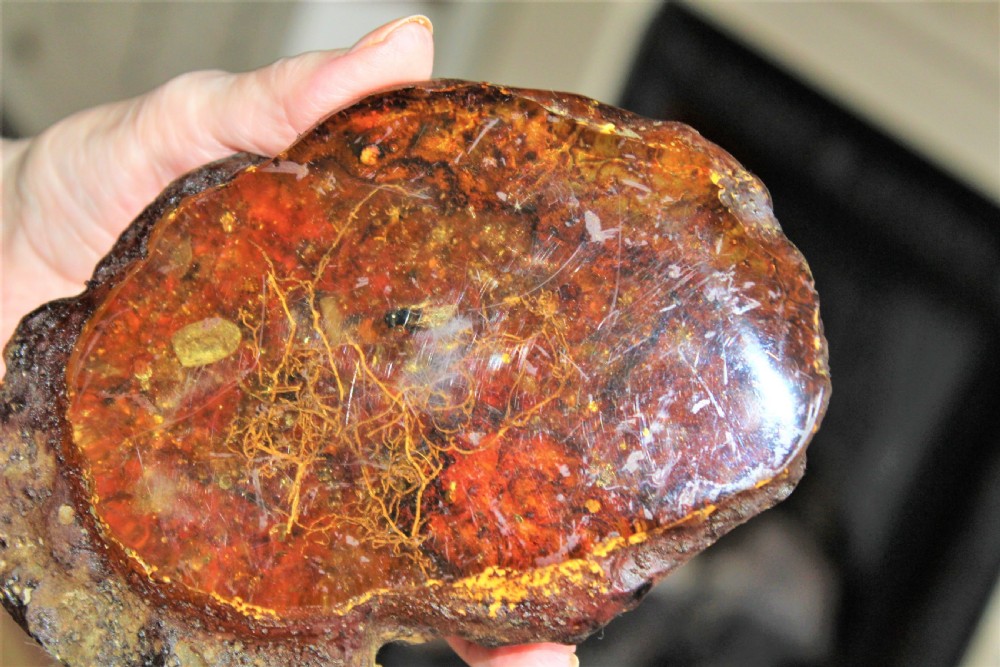 A wonderful large example of an Amber boulder in its natural form The light filters through as if illuminated from the inside  View VIII