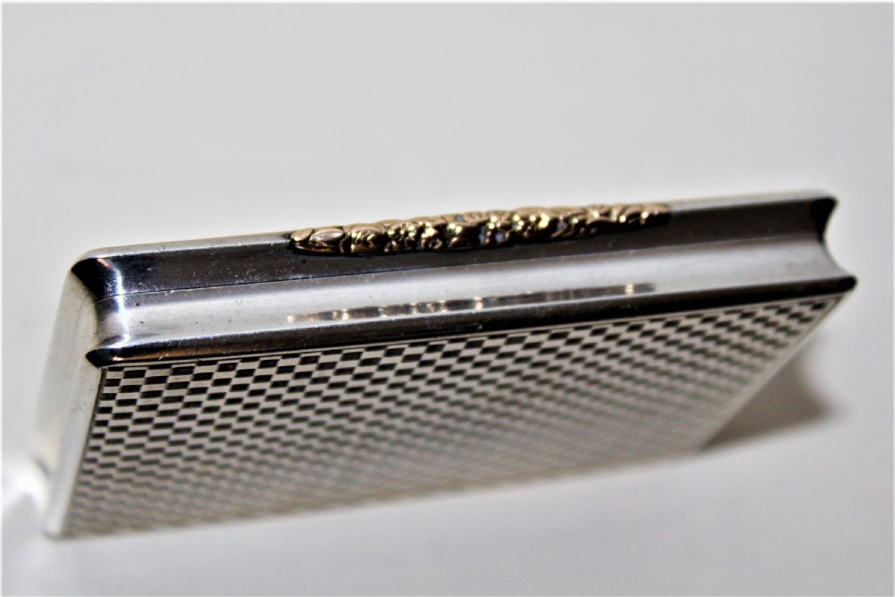 A superb and extremely smart silver and gold snuff box of heavy gauge silver which has a very attractive chequered finish Austrian Circa 1900 View IV