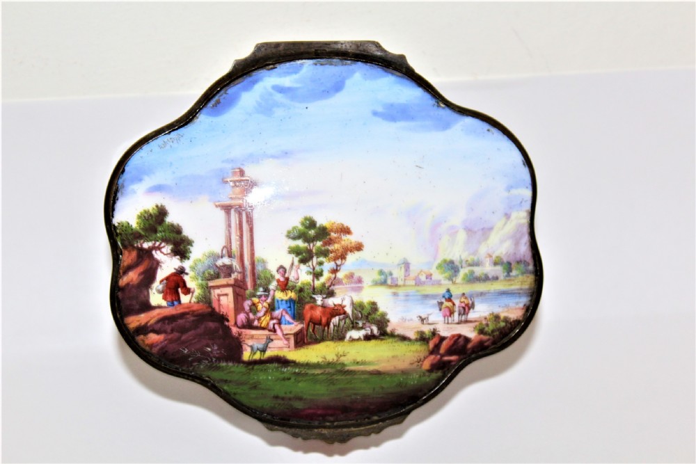 A large 18/19 century Bilston oval shaped enamel box nicely painted  View VI