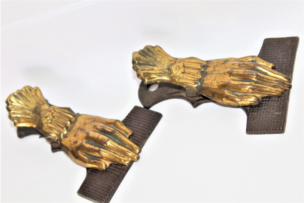 Pair of 19th century well made paper clips formed as hands  View IV