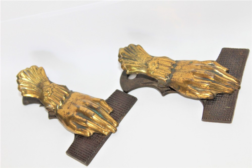 Pair of 19th century well made paper clips formed as hands  View V
