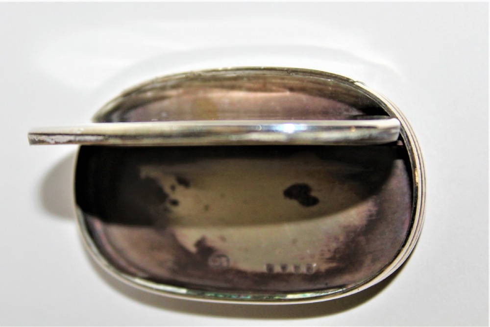 An unusual Victorian silver oval vesta case with reeded sides  View V