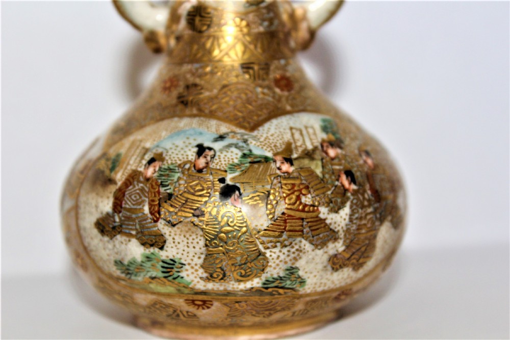 A superb and very fine miniature Satsuma vase beautifully gilded and signed  View II