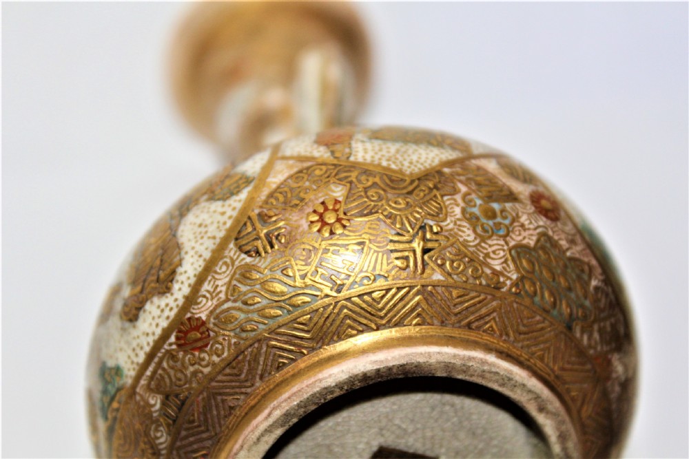 A superb and very fine miniature Satsuma vase beautifully gilded and signed  View IV