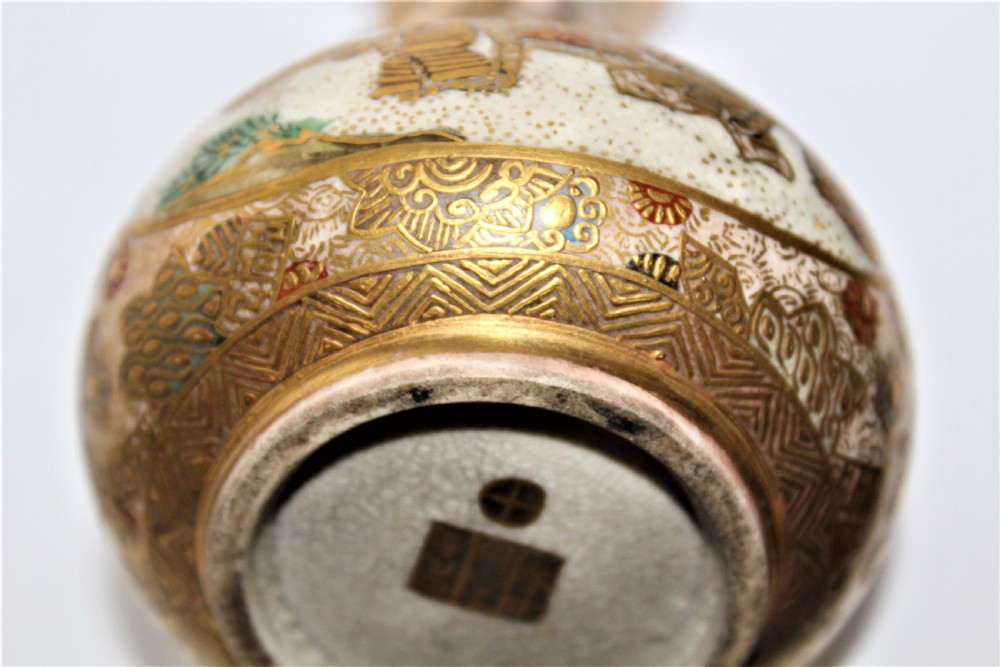 A superb and very fine miniature Satsuma vase beautifully gilded and signed  View VIII