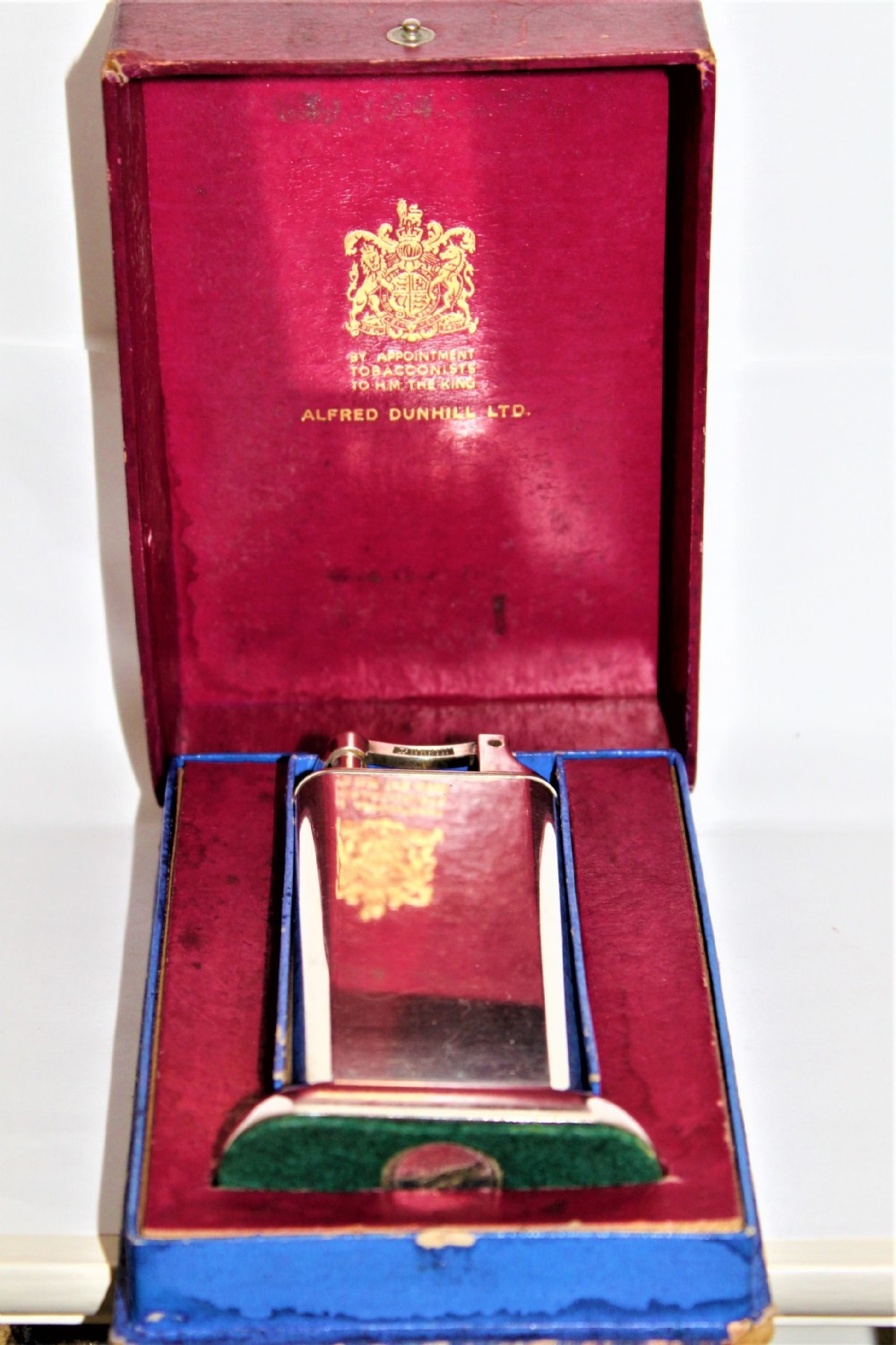 A Dunhill table petrol lighter in the original box 