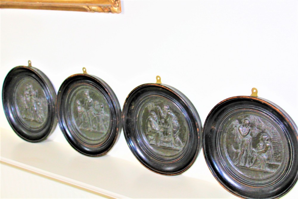 Set of four Grand Tour classical bronze plaques in relief  View X