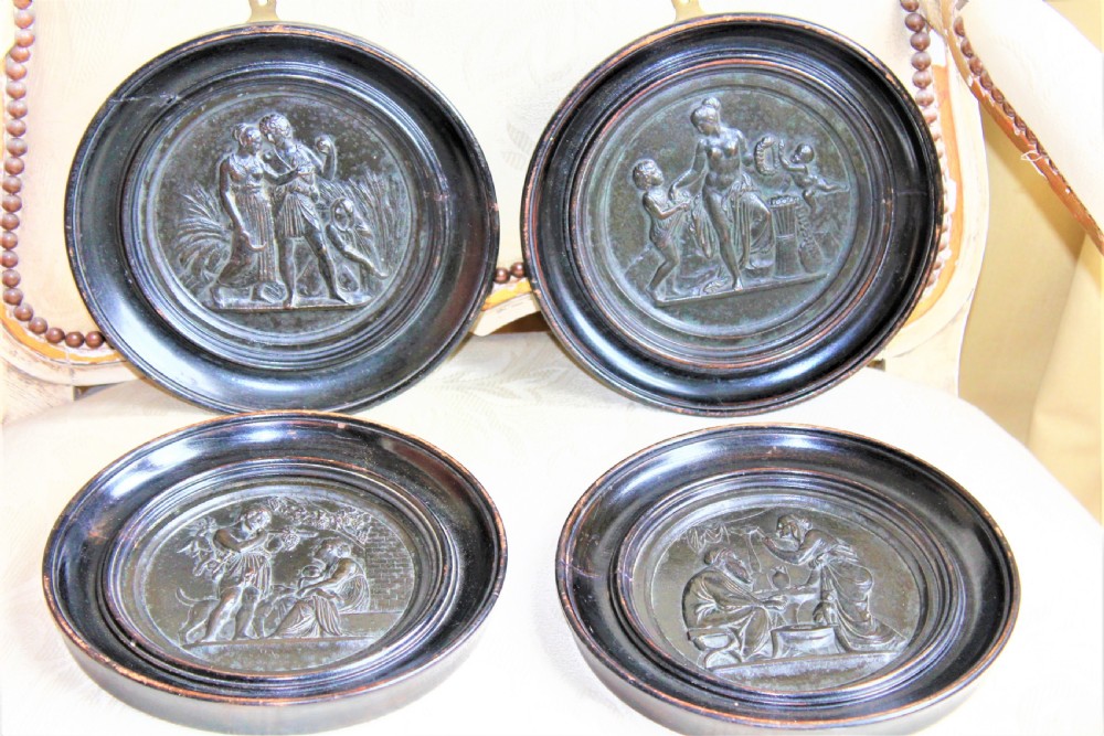 Set of four Grand Tour classical bronze plaques in relief  View II