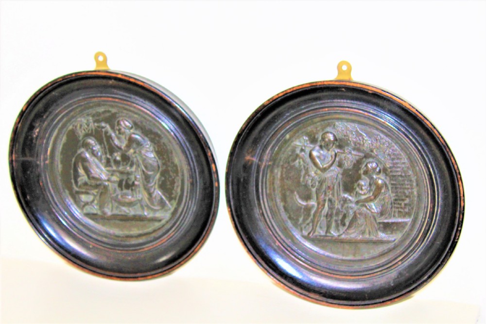 Set of four Grand Tour classical bronze plaques in relief  View III