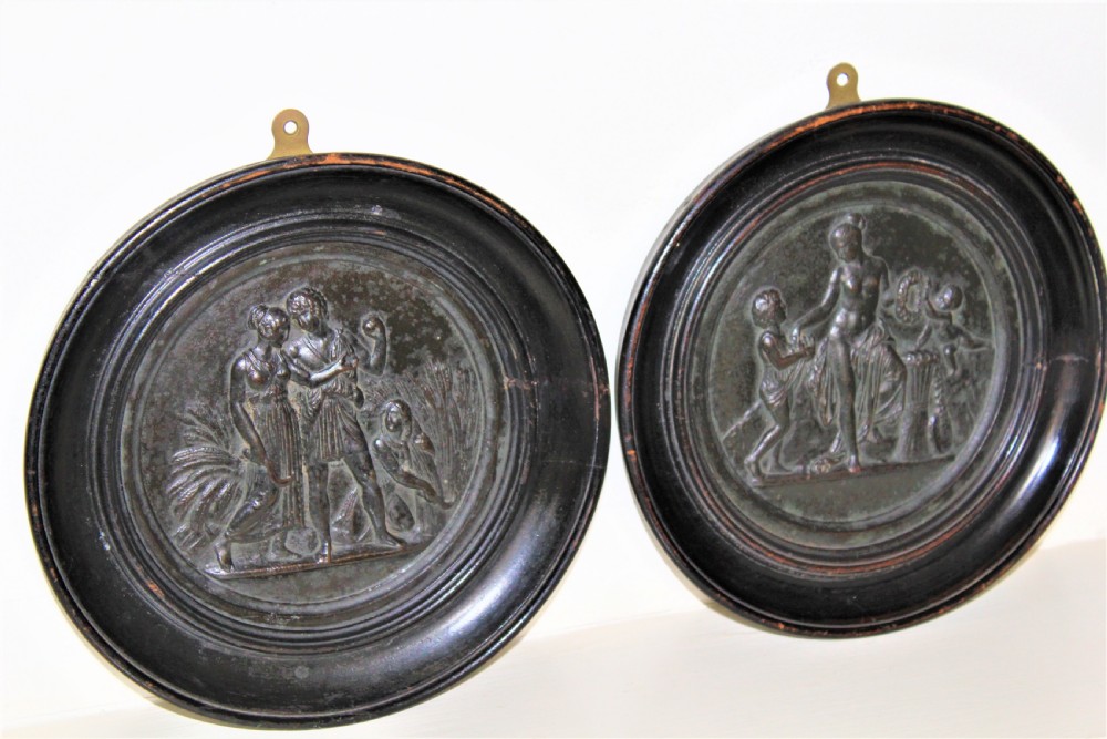 Set of four Grand Tour classical bronze plaques in relief  View V