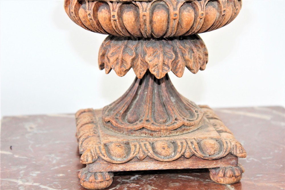 Carved wood jardiniere with pierced diaper and eccentric relief sides ,darted borders  and square base  View VII