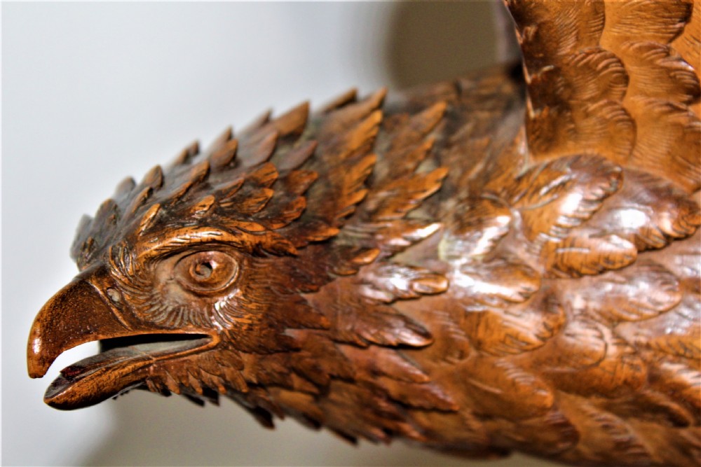 A superb and finely carved wood eagle of large proportions  View II