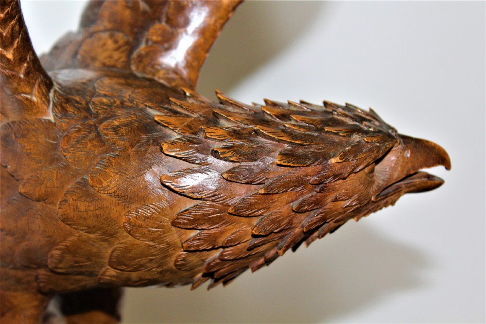A superb and finely carved wood eagle of large proportions  View X
