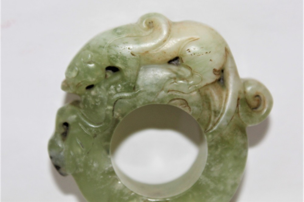A well carved Chinese hard stone archers ring View IV