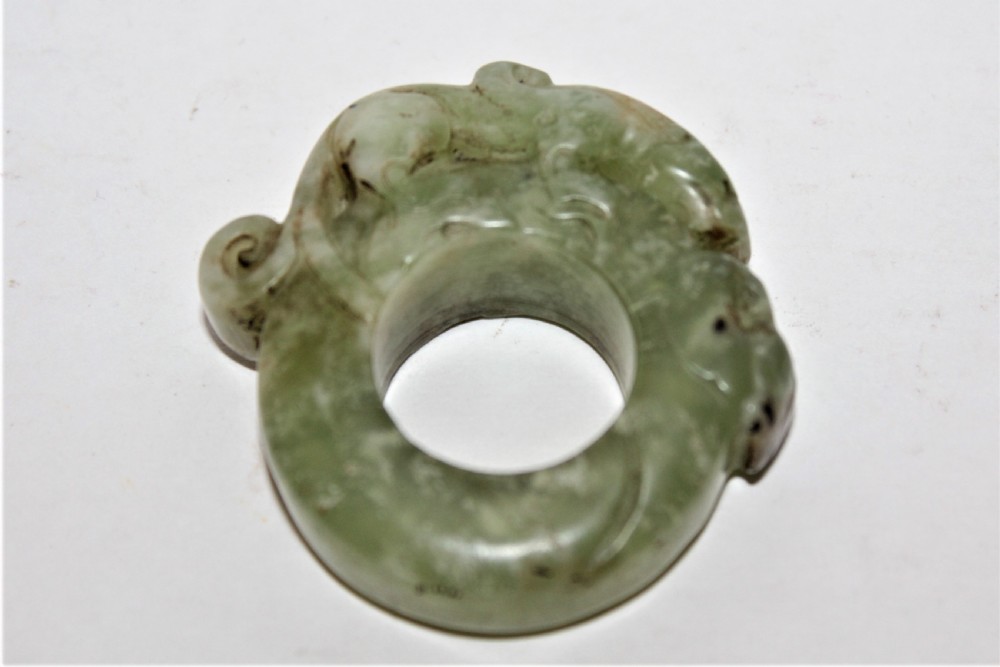A well carved Chinese hard stone archers ring View VI