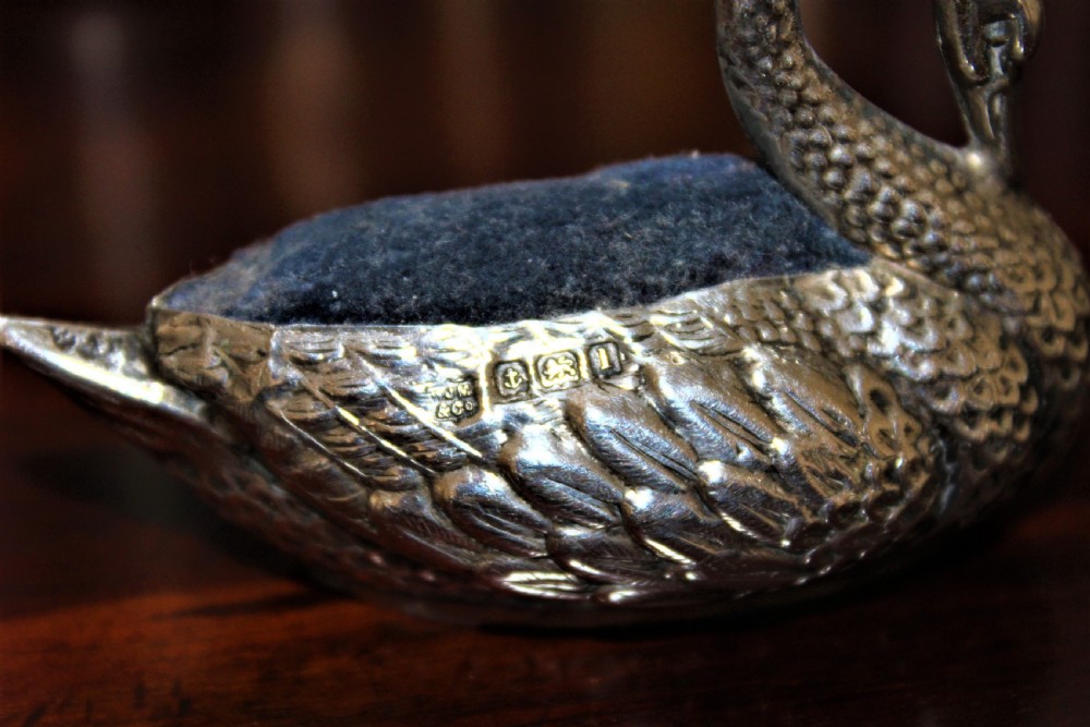 A silver pin cushion in the form of a swan Circa 1910  View IV