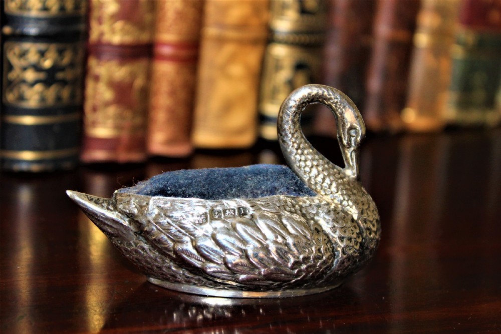 A silver pin cushion in the form of a swan Circa 1910  View V