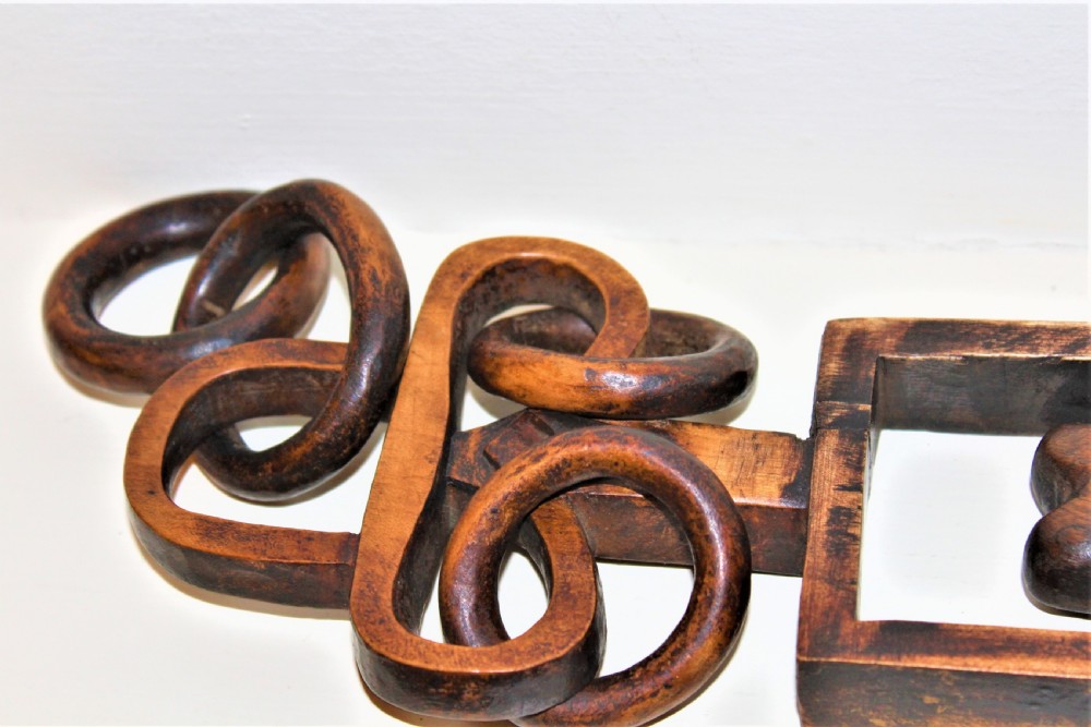 A large antique birch wood Welsh love spoon wonderfully carved from one piece  of wood View VII