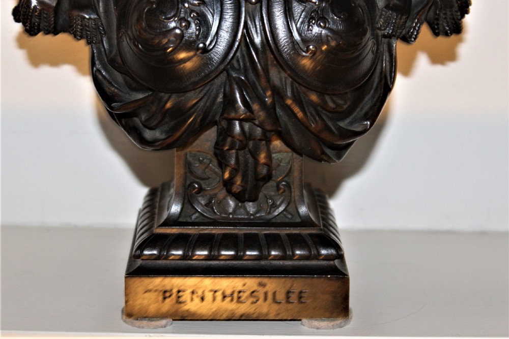Bronze bust of Penthesilea retailed by Tiffanys with a Tiffany stamp on the back View VI