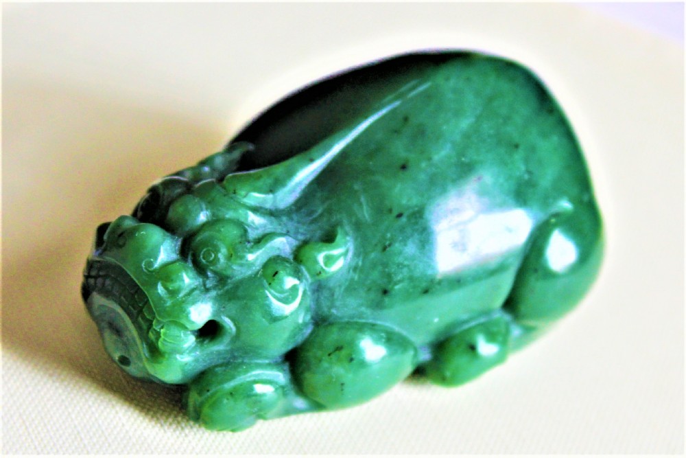 A nice chunky Chinese jade carving of a mythical beast  View VII