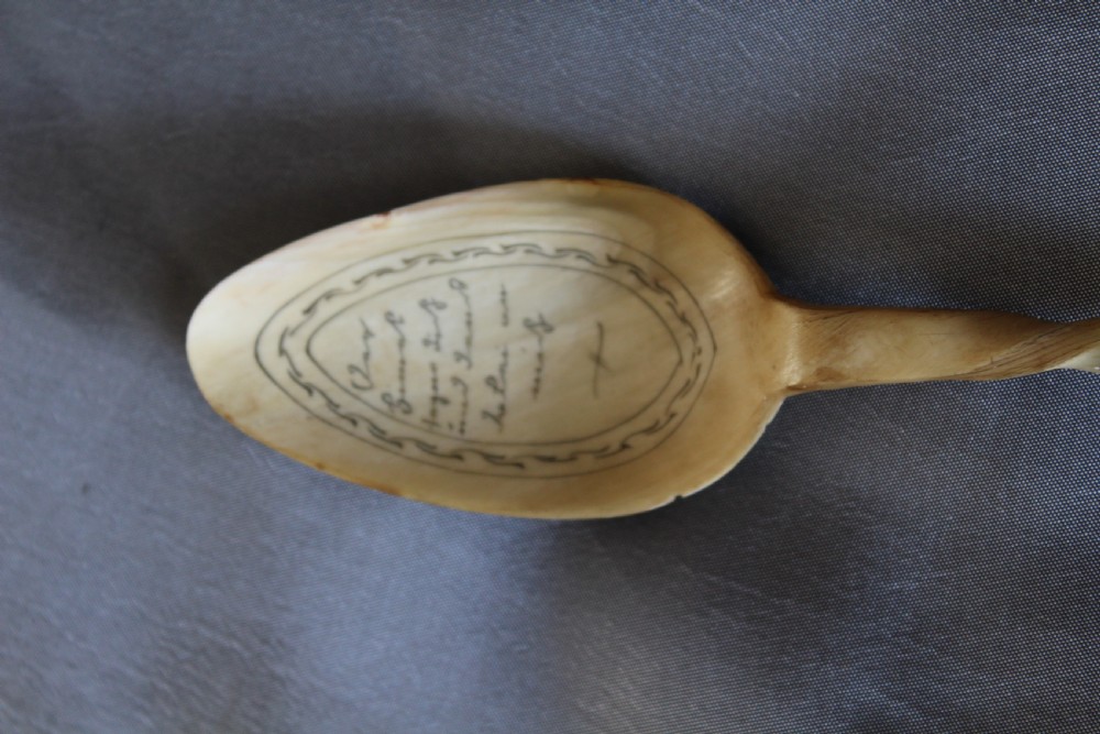 A German carved horn love spoon with scrimshaw Circa 1880 View X