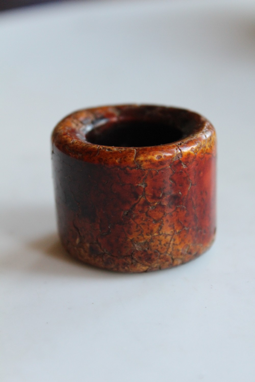 A very early carved stag horn archers ring  View III