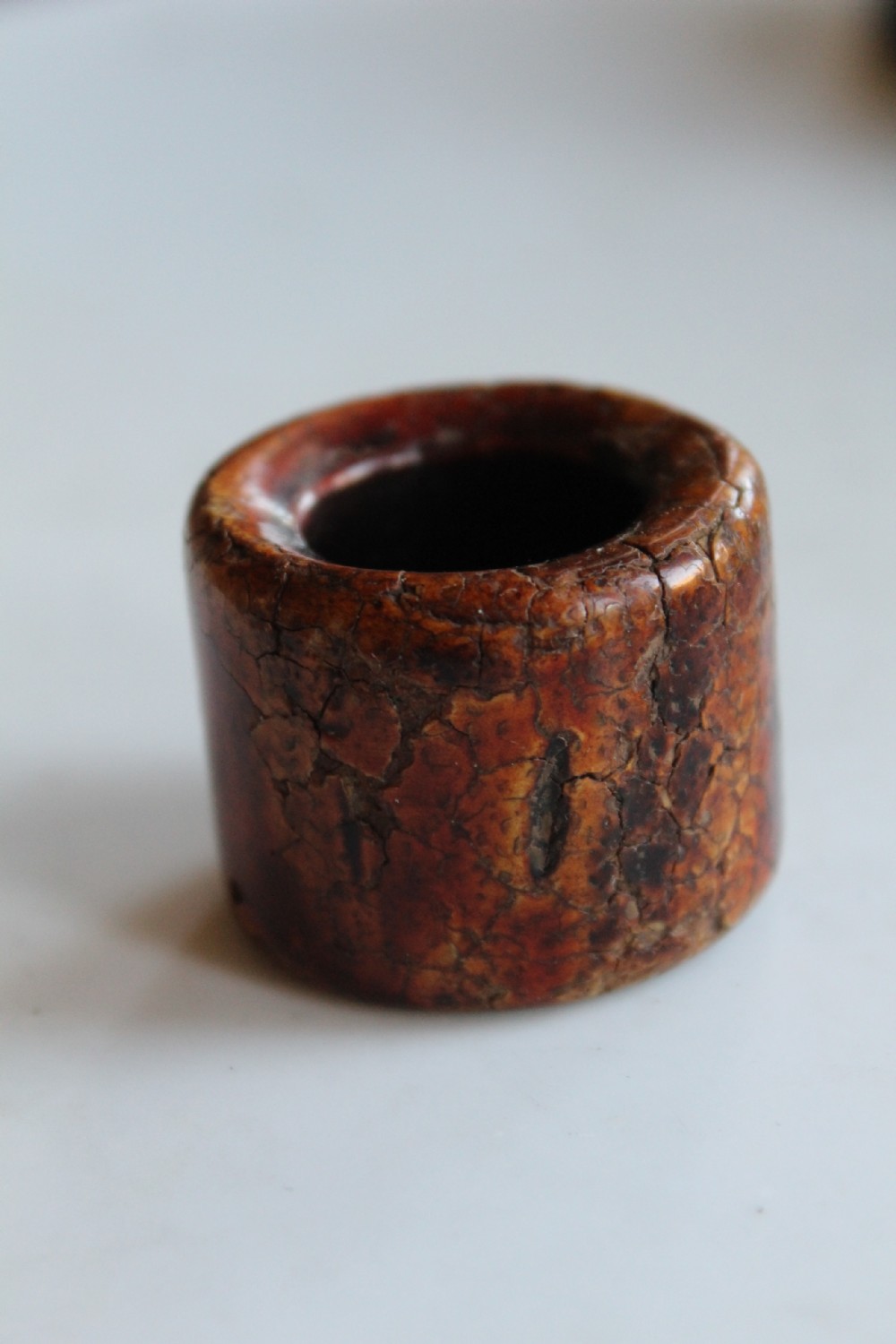 A very early carved stag horn archers ring  View IX