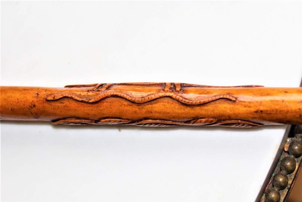 A charming well carved wood folk art walking stick  View VII