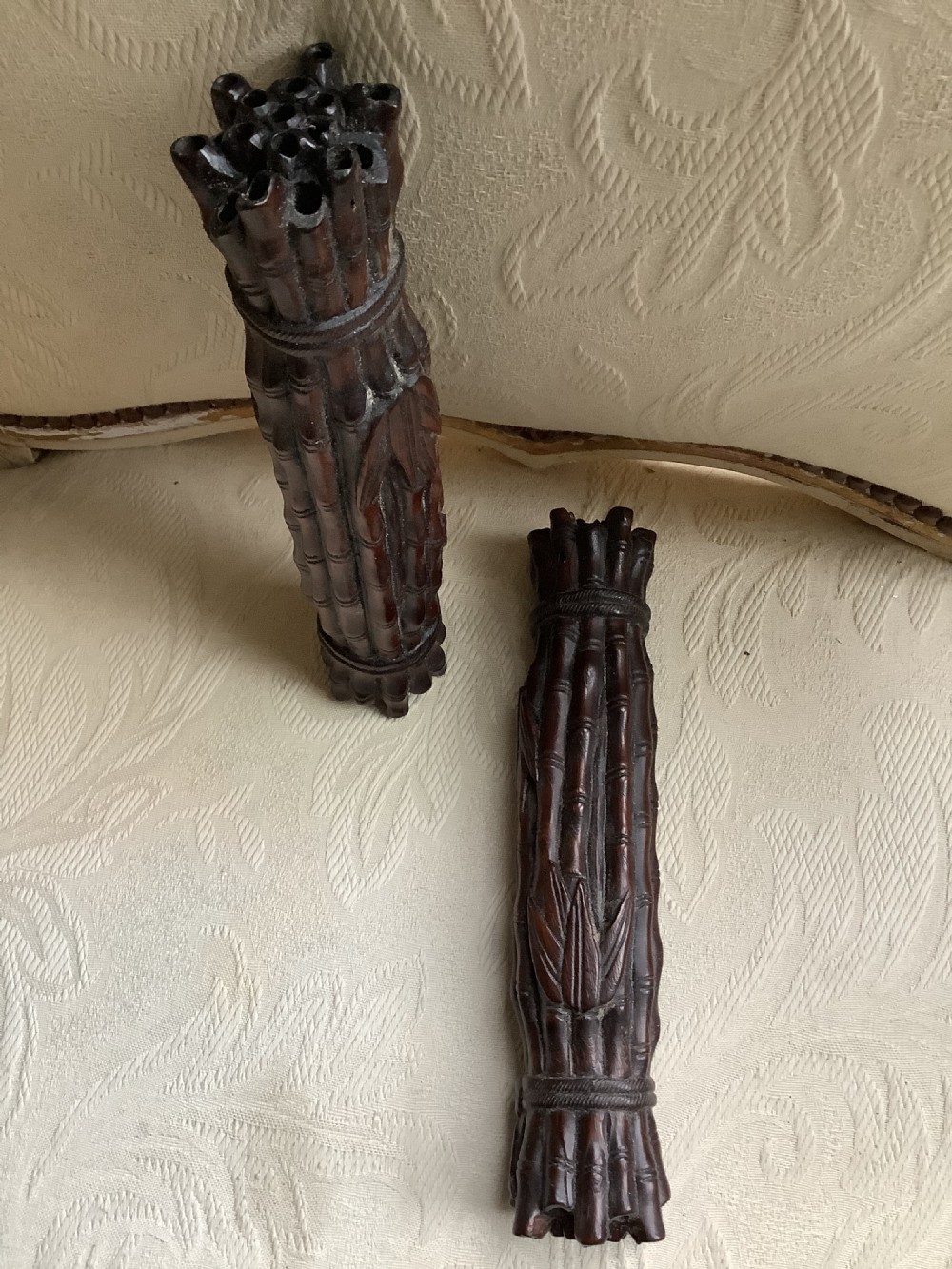A pair of Chinese carved hardwood scroll weights  View VI