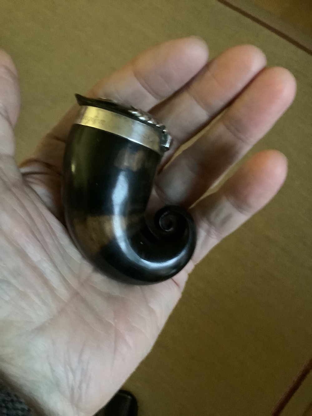 A delightful smaller than usual Scottish horn snuff mull