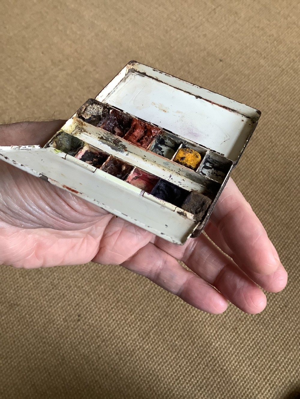 A miniature toleware artists travelling mixed paint box View II