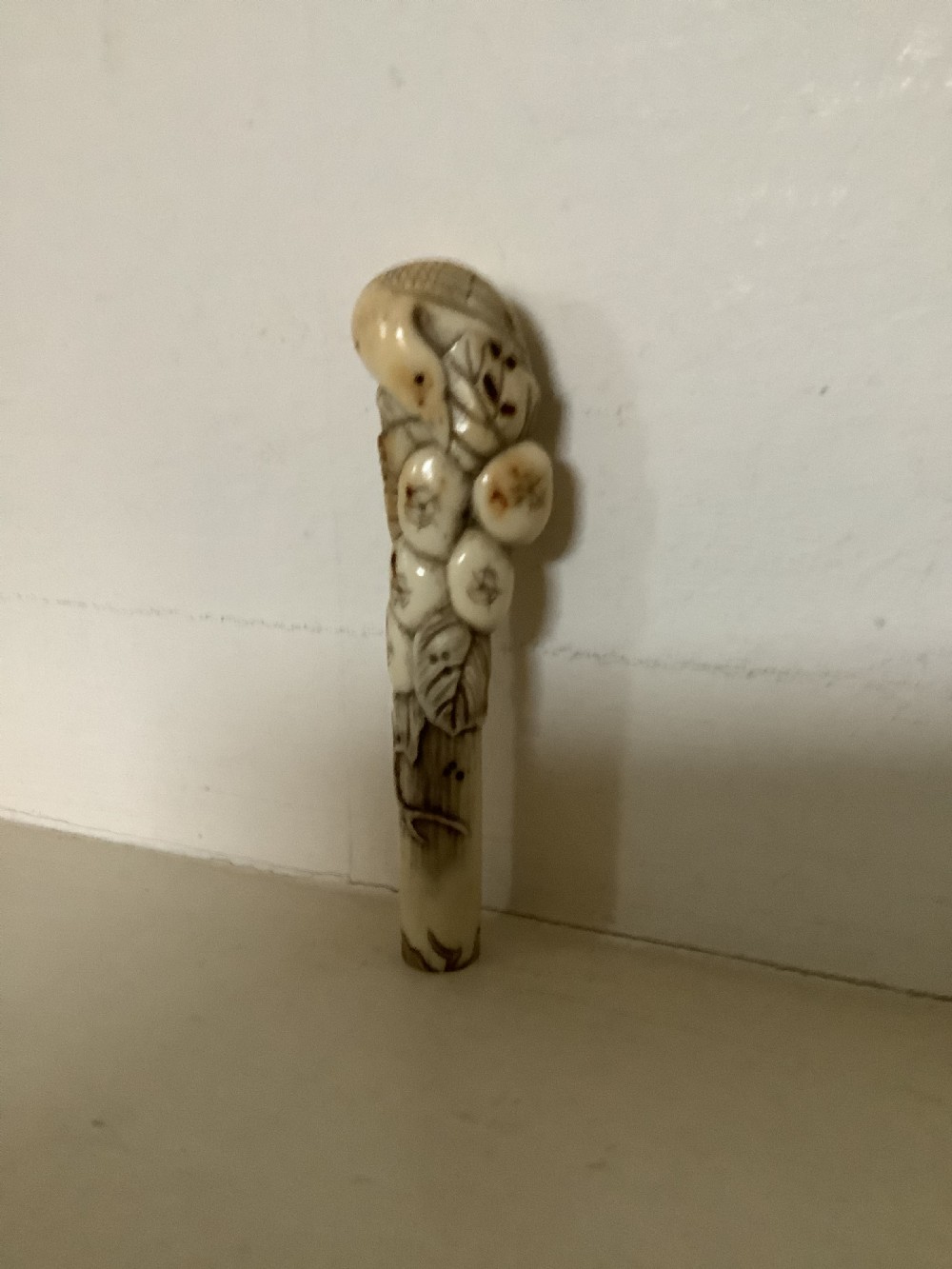 A finely carved oriental staghorn cane handle Circa 19 th century View VIII