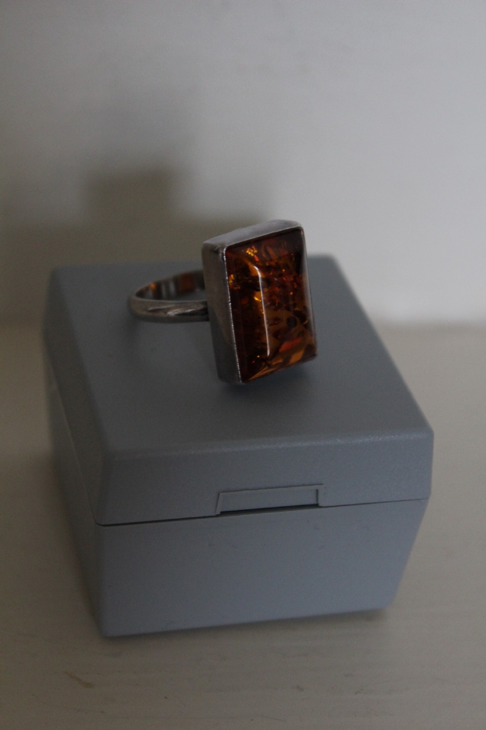 An attractive Amber ring mounted in silver  View VI