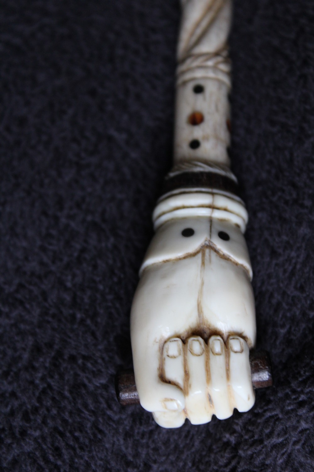 A fine and early mariners whalebone walking stick  View VIII