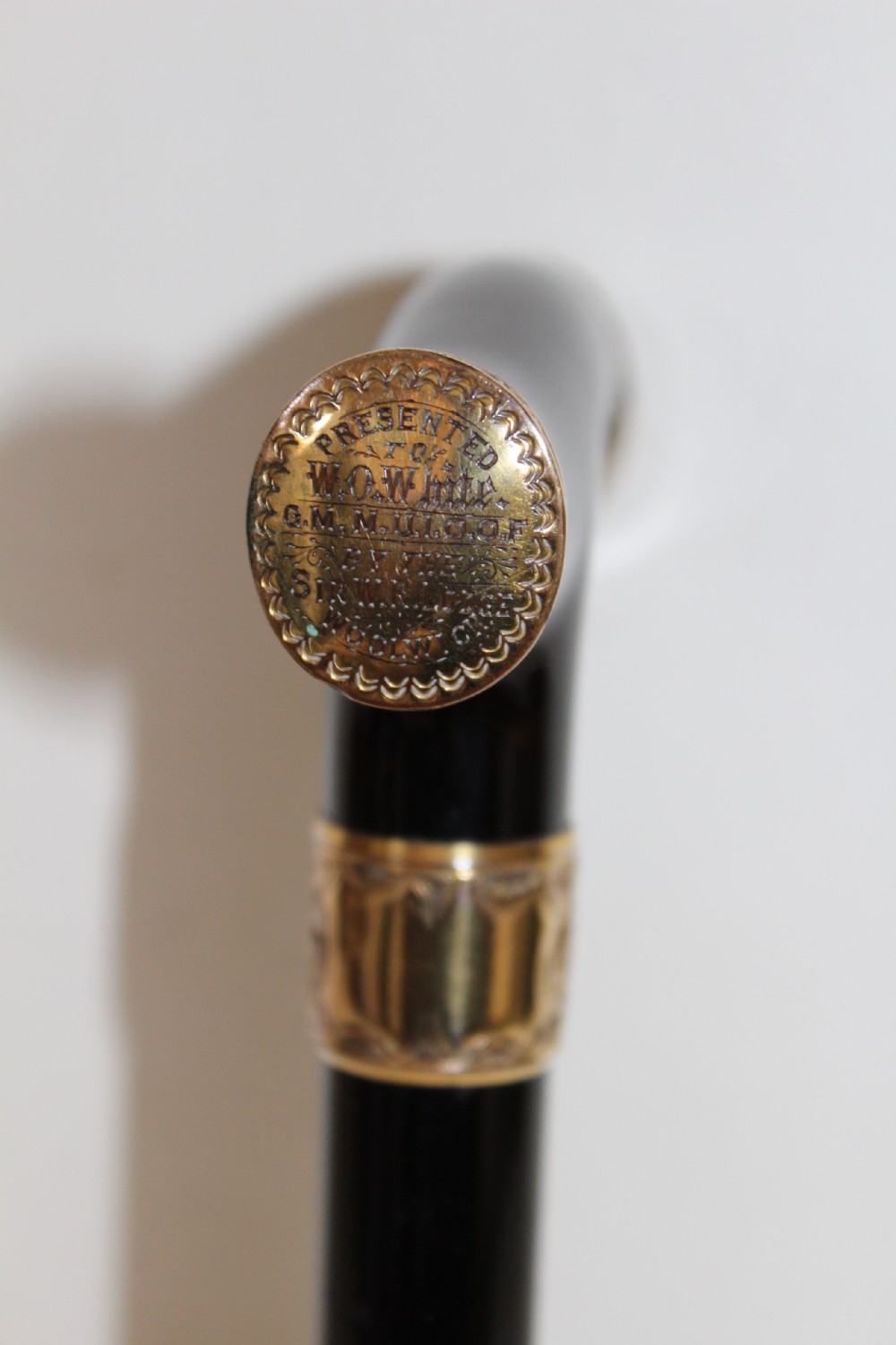 A very impressive and elegant carved tortoiseshell walking stick handle View V