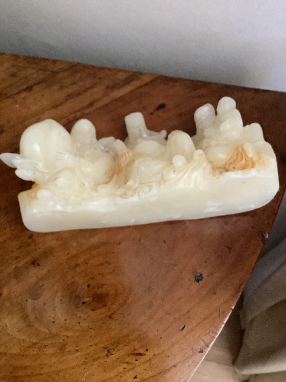 A finely carved Chinese hardstone possibly jade figural brush fest  View V