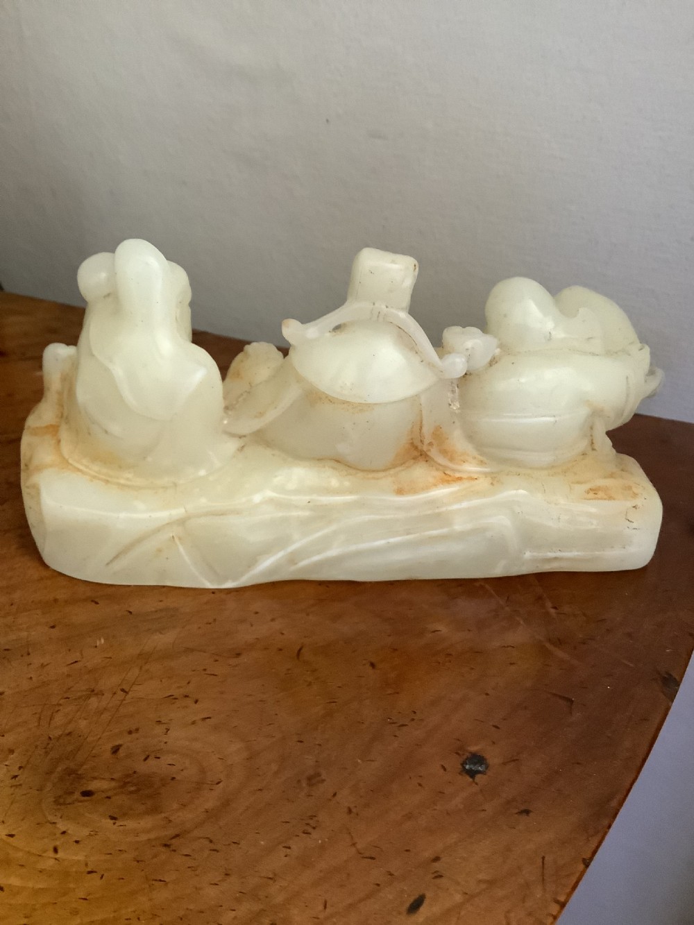 A finely carved Chinese hardstone possibly jade figural brush fest  View VI